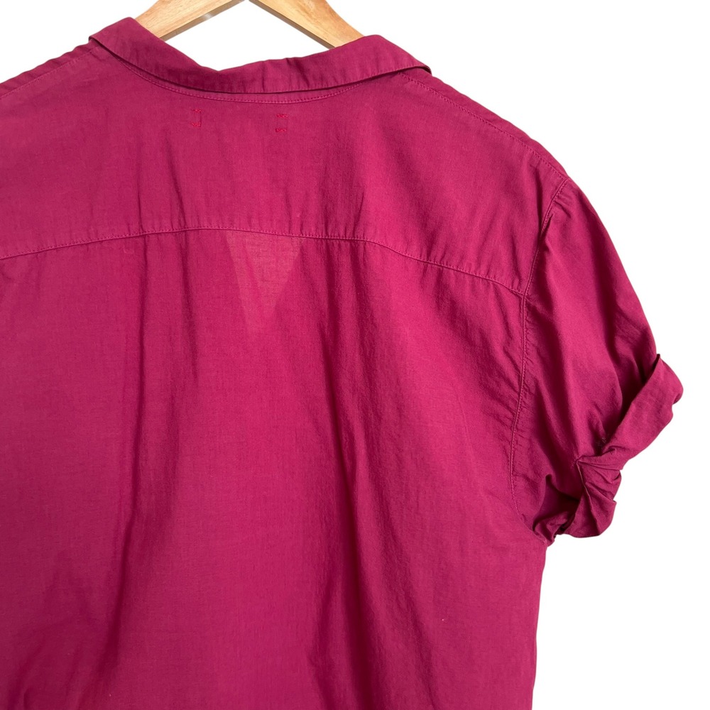 Xirena Channing Short Sleeve Cotton Button Up Shirt in Magenta Plum SZ XS - Picture 4 of 10
